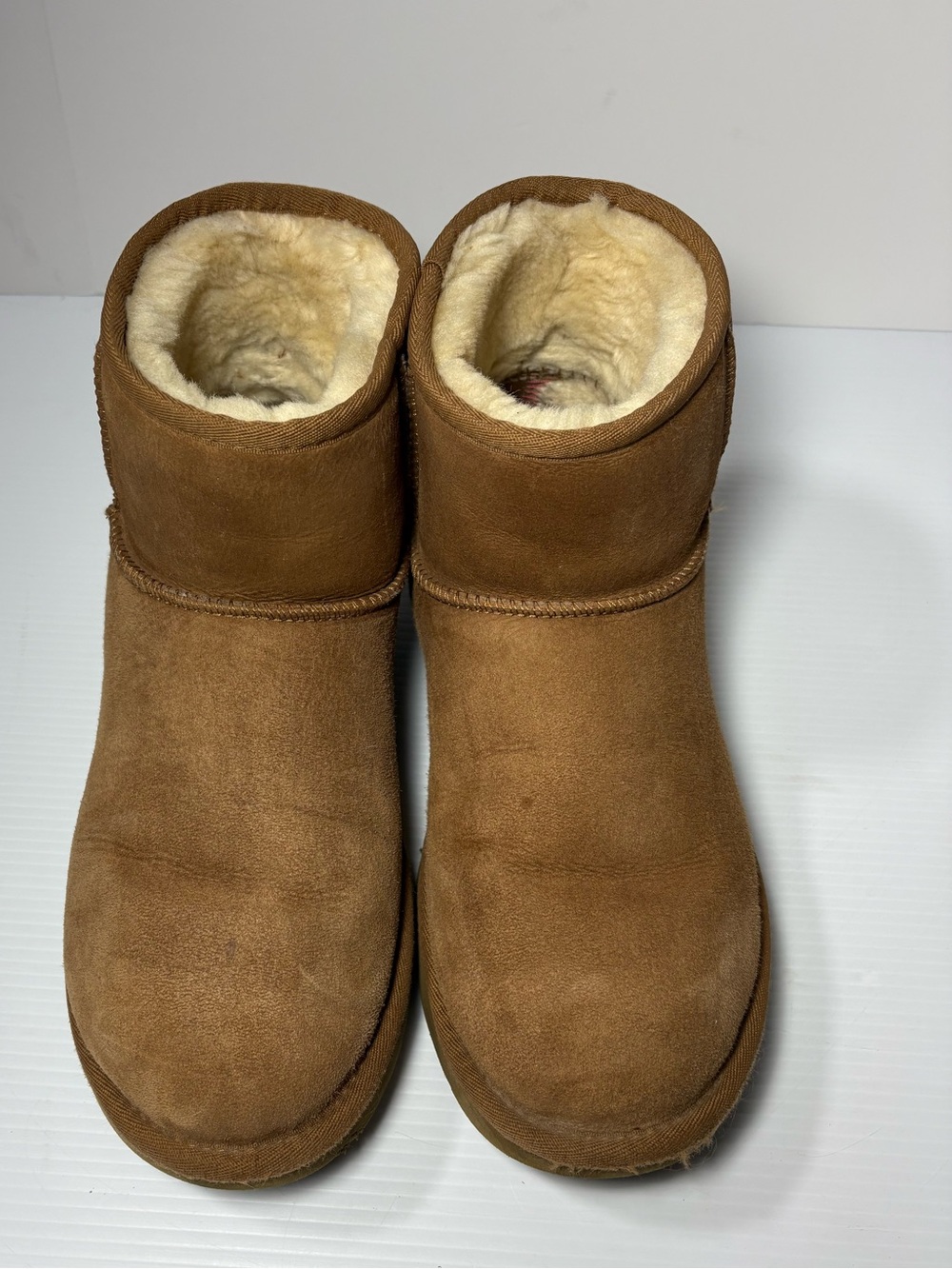 UGG Tan Suede Boots with Cream Shearling Interior Boot